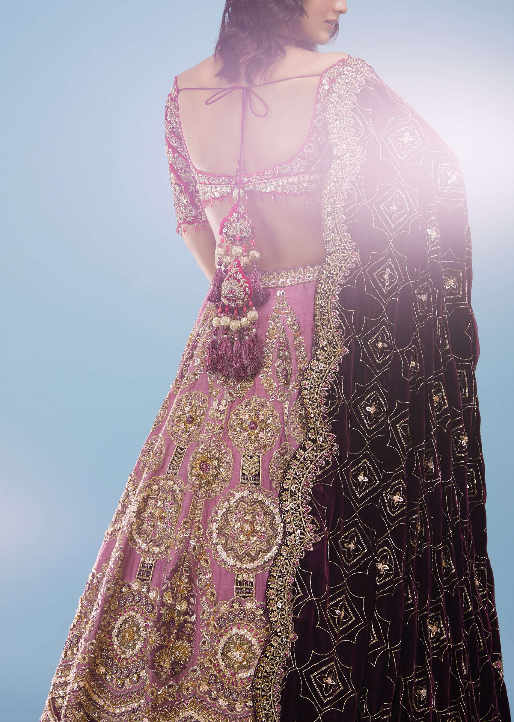 Powder Pink Bridal Amari Lehenga Designed With Heavy Embroidery - NOOR 2022