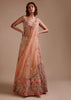 Powder Pink Lehenga Choli In Raw Silk With Colorful Resham And Sequins Embroidered Geometric And Floral Motifs