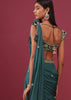 Pre-Pleated Emerald Green Saree With Floral Buttis And A Embroidered Blouse - NOOR 2022