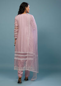 Petal Pink Pant Suit Set In Viscose Silk