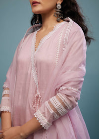 Petal Pink Pant Suit Set In Viscose Silk