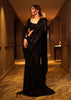 Caviar Black Pre-Pleated Saree In Sequins - DEME X KALKI