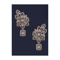 Rose Gold Studs In Floral Pattern With Stones And Bugle Beads Online - Kalki Fashion