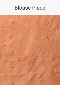 Pumpkin Orange Saree In Organza With Moti Beads And Stone Embroidered Round Motifs On The Border And Butti Design