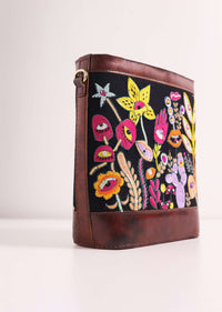 Pure Leather Multicolor Handbag With Kutchi Traditional Embroidery