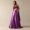 Purple Art Silk Skirt with Bustier Enhanced with 3D Flower