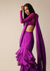 Purple Blouse with Layered Pre Draped Saree