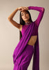 Purple Blouse with Layered Pre Draped Saree