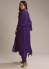 Purple Chinon Anarkali Suit With Zari Work