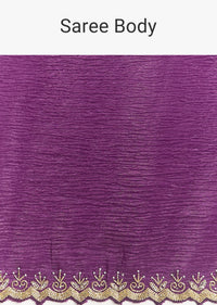 Purple Crushed Tissue Saree With Cutdana And Beads Embroidery