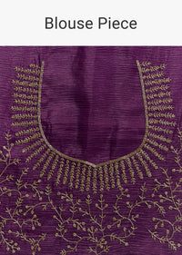 Purple Crushed Tissue Saree With Cutdana And Beads Embroidery