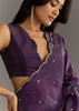 Purple Embroidered Crushed Tissue Saree With Cutdana And Sequins