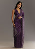 Purple Embroidered Crushed Tissue Saree With Cutdana And Sequins