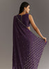 Purple Embroidered Crushed Tissue Saree With Cutdana And Sequins