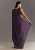 Purple Embroidered Crushed Tissue Saree With Cutdana And Sequins