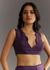 Purple Embroidered Crushed Tissue Saree With Cutdana And Sequins