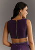 Purple Embroidered Crushed Tissue Saree With Cutdana And Sequins