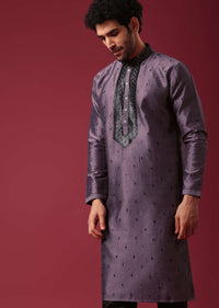 Purple Kurta Set In Silk