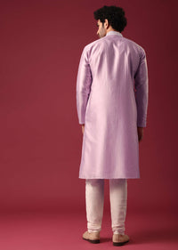 Purple Kurta Set In Silk with Sequin Work