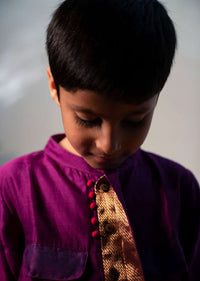 Kalki Boys Purple Kurta Shirt With Contrast Potli Buttons And Dhoop Chau Pocket Details Love The World Today