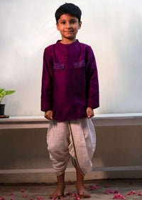 Kalki Boys Purple Kurta Shirt With Contrast Potli Buttons And Dhoop Chau Pocket Details Love The World Today