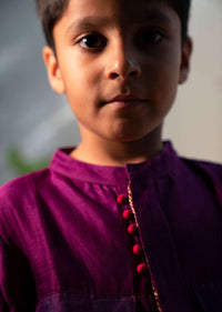 Kalki Boys Purple Kurta Shirt With Contrast Potli Buttons And Dhoop Chau Pocket Details Love The World Today