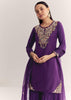 Purple Organza Embroidered Kurta Set With Dupatta