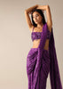 Purple Pre- Pleated Saree with Embroidered Blouse