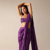 Purple Pre- Pleated Saree with Embroidered Blouse