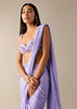 Purple Pre Pleated Saree with Pearl Embroidered Blouse