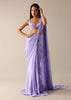 Purple Pre Pleated Saree with Pearl Embroidered Blouse