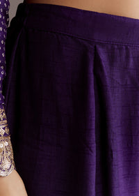 Purple Russian Silk Bandhani Anarkali Suit With Leheriya Dupatta
