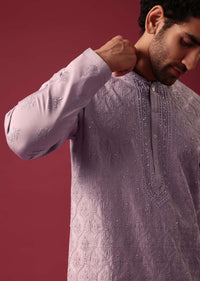 Purple Silk Embroidered Kurta Set