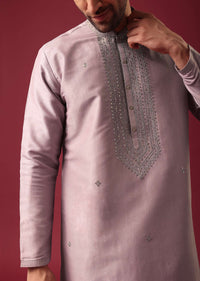 Purple Silk Kurta Set with Sequin Work