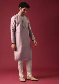 Purple Silk Kurta Set with Sequin Work