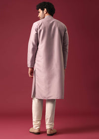 Purple Silk Kurta Set with Sequin Work