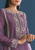 Purple Silk Sequin Work Kurta Sharara With Dupatta