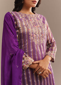 Purple Tissue Zardosi Embroidered Palazzo Set