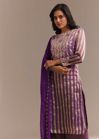 Purple Tissue Zardosi Embroidered Palazzo Set