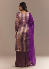 Purple Tissue Zardosi Embroidered Palazzo Set