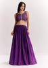 Purple Weave Silk Indowestern Set With Bandhani Print Zari Work Jacket