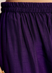 Purple Zardosi Work Dola Silk Kurta Set With Organza Dupatta