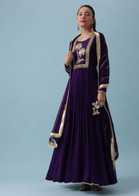 Purple Anarkali With Gota Work Dupatta