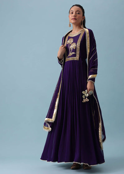 Purple Anarkali With Gota Work Dupatta