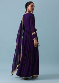 Purple Anarkali With Gota Work Dupatta