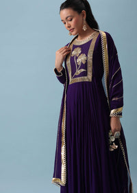 Purple Anarkali With Gota Work Dupatta