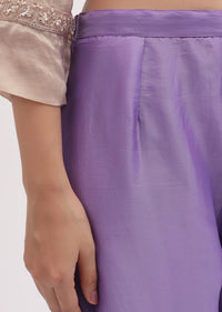 Purple And Beige Embroidered Kurta Pant