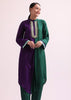 Purple And Green Embroidered Kurta And Pant