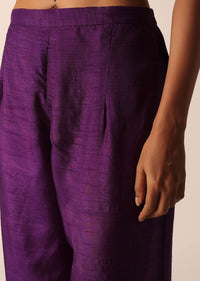 Purple Asymmetric Kaftan Kurta With Pants