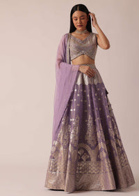 Purple Banarasi Brocade Lehenga Set